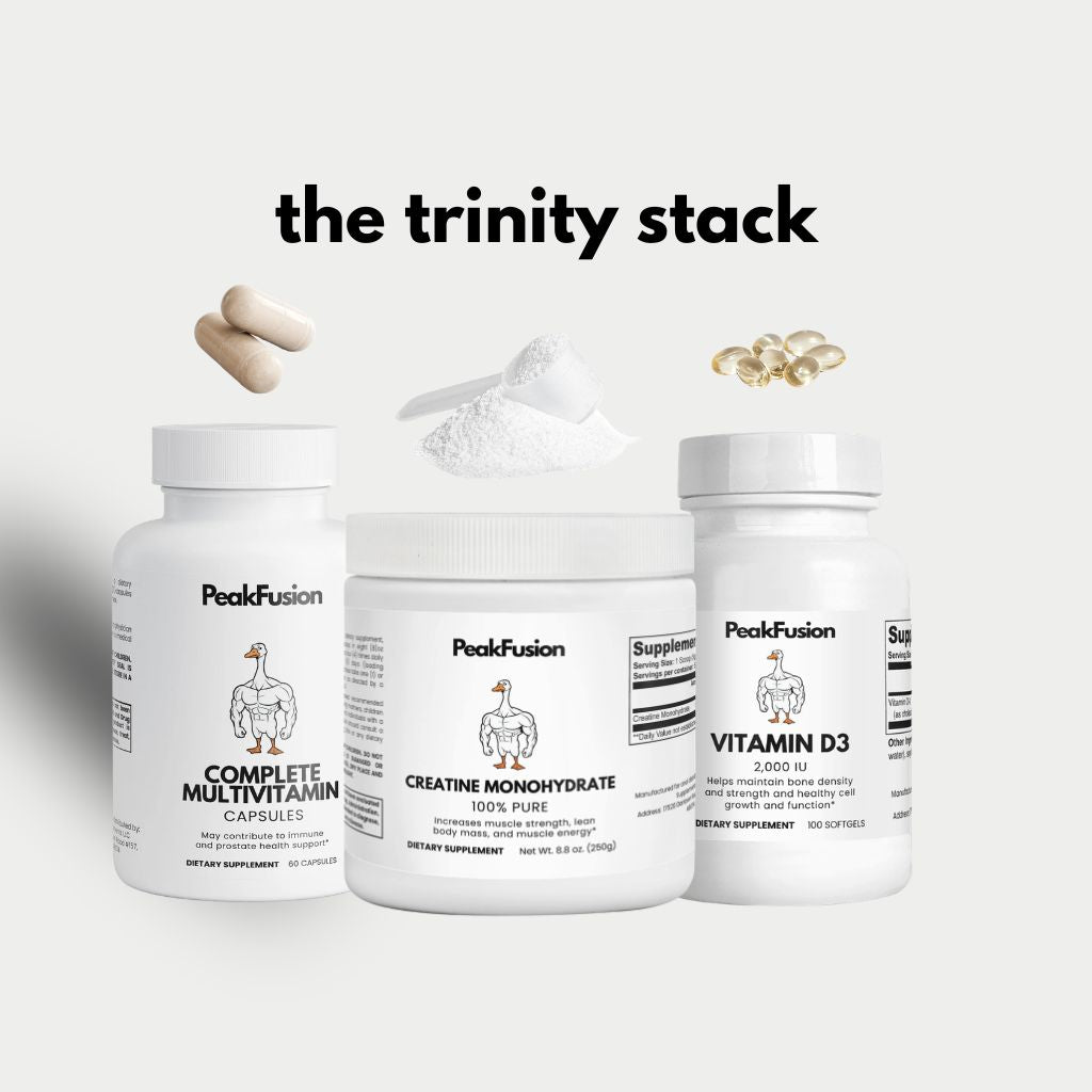 PeakFusion Trinity Stack — the three supplements every college athlete actually needs